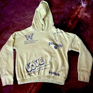 Lime green girls hoodie. Crop top. Size M